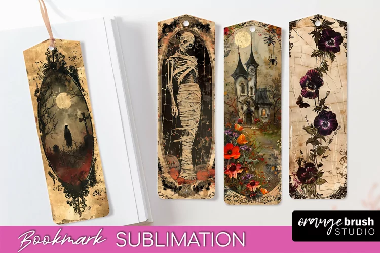 Vintage Halloween Bookmark - Printable Scrapbook Bookmarks