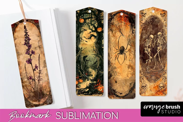 Vintage Halloween Bookmark - Printable Scrapbook Bookmarks