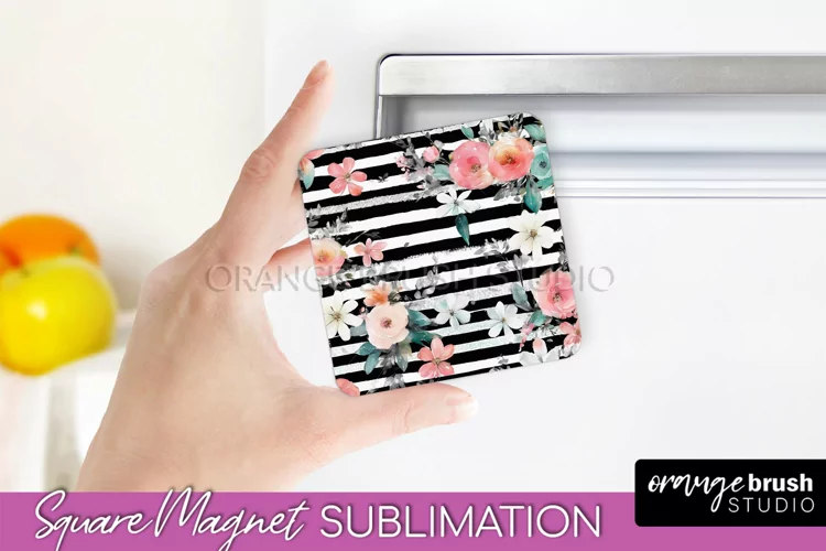 Pink Flowers Magnet Sublimation - Watercolor Magnet Design