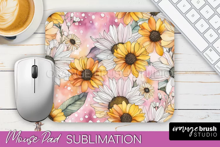Floral Mouse Pad PNG - Pink Flowers Mousepad Sublimation