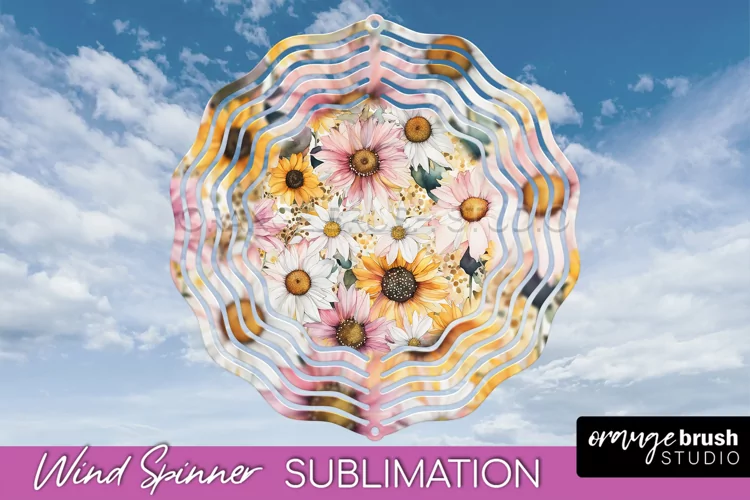 Pink Flowers Wind Spinner - Summer Wind Spinner Sublimation