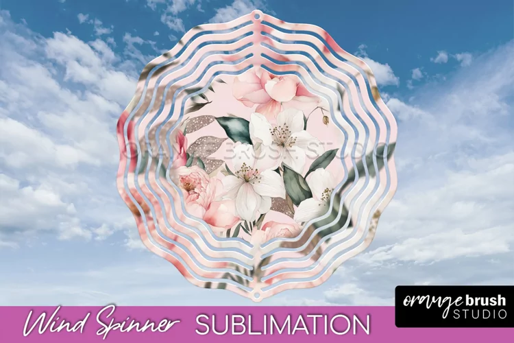 Pink Flowers Wind Spinner - Summer Wind Spinner Sublimation