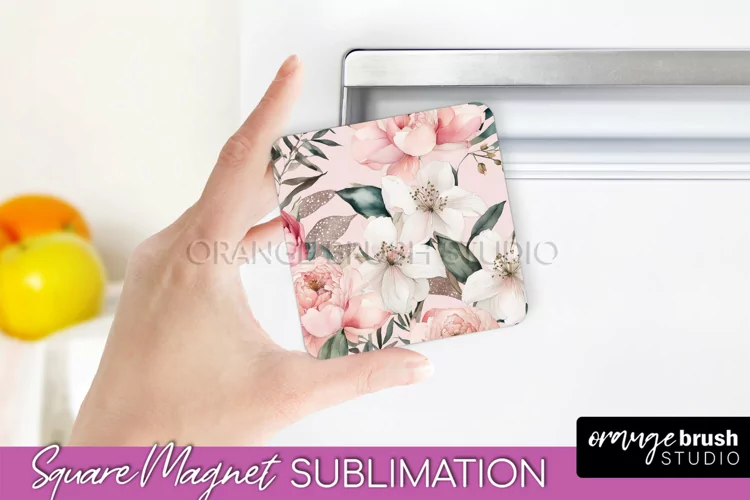 Pink Flowers Magnet Sublimation - Watercolor Magnet Design
