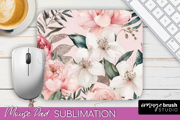 Floral Mouse Pad PNG - Pink Flowers Mousepad Sublimation