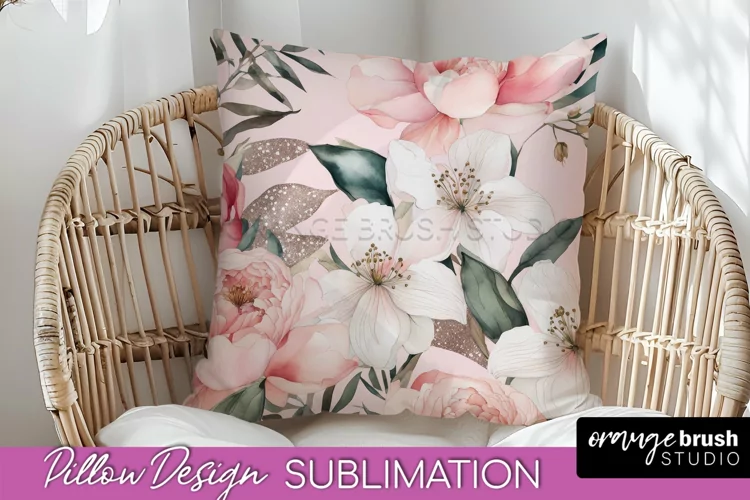 Watercolor Flowers Pillow Cover - Summer Pillow Sublimation