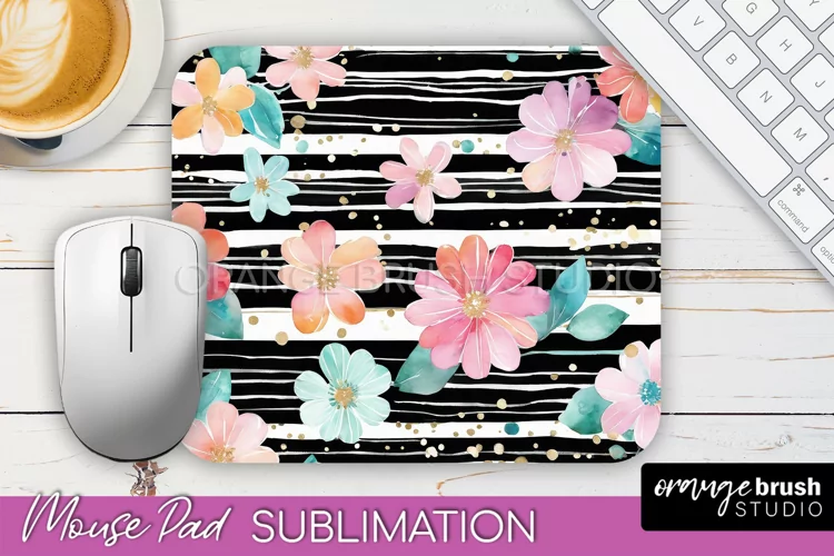 Floral Mouse Pad PNG - Pink Flowers Mousepad Sublimation