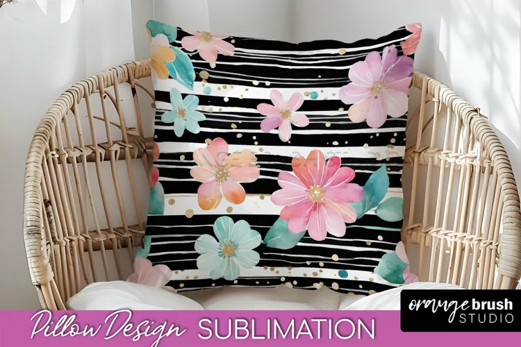 Watercolor Flowers Pillow Cover - Summer Pillow Sublimation
