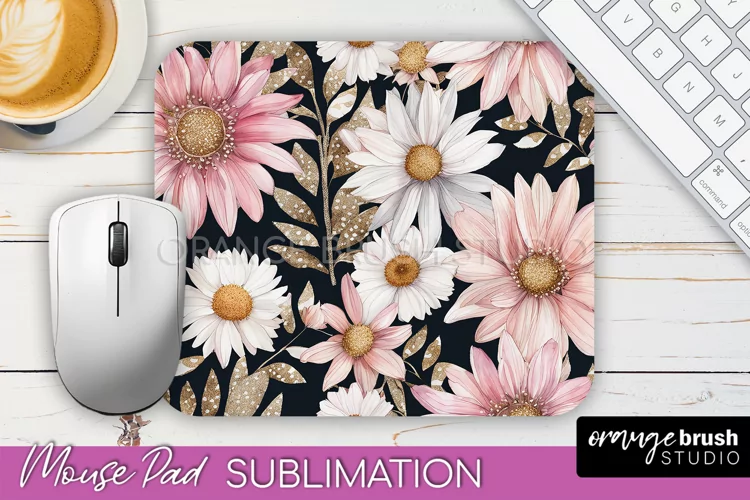 Floral Mouse Pad PNG - Pink Flowers Mousepad Sublimation