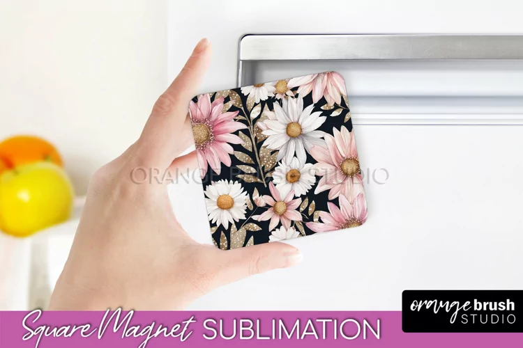 Pink Flowers Magnet Sublimation - Watercolor Magnet Design