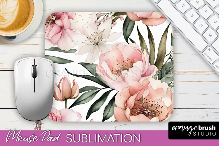 Floral Mouse Pad PNG - Pink Flowers Mousepad Sublimation