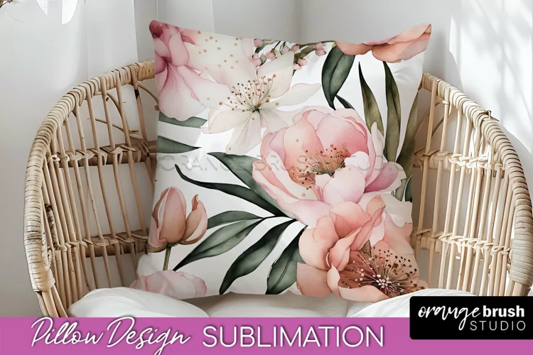 Watercolor Flowers Pillow Cover - Summer Pillow Sublimation