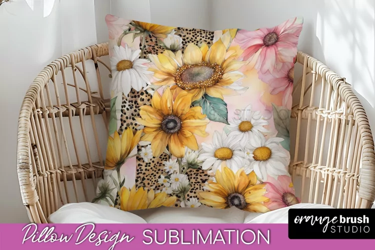 Watercolor Flowers Pillow Cover - Summer Pillow Sublimation