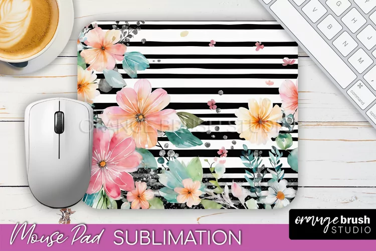 Floral Mouse Pad PNG - Pink Flowers Mousepad Sublimation