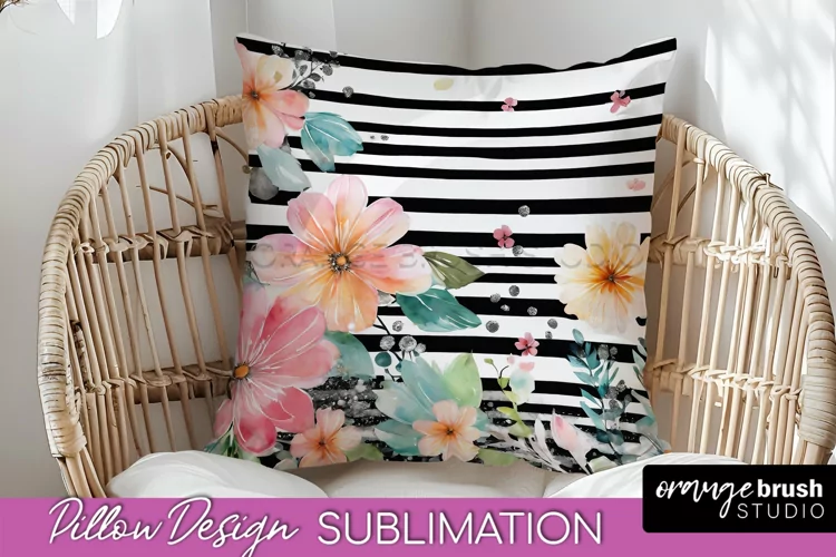 Watercolor Flowers Pillow Cover - Summer Pillow Sublimation