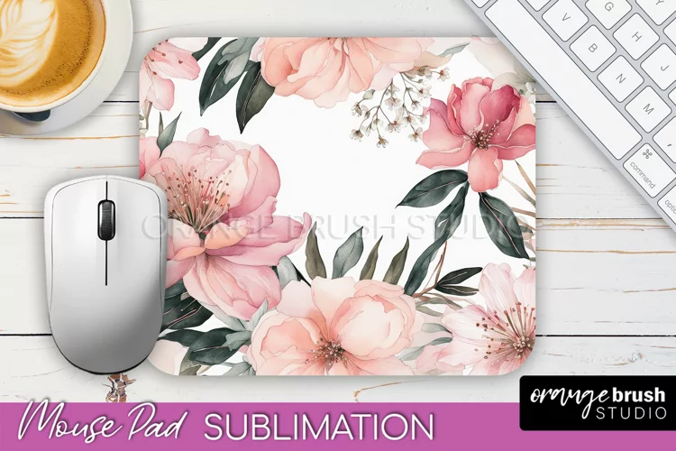 Floral Mouse Pad PNG - Pink Flowers Mousepad Sublimation