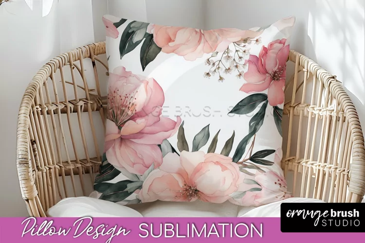 Watercolor Flowers Pillow Cover - Summer Pillow Sublimation