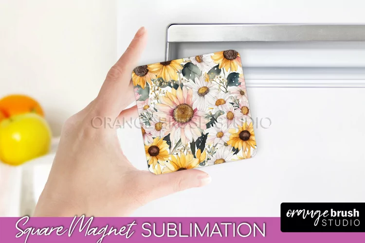 Pink Flowers Magnet Sublimation - Watercolor Magnet Design
