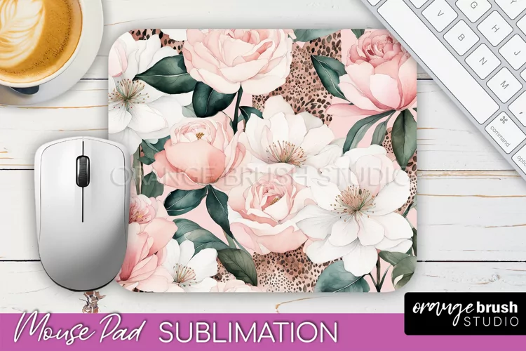 Floral Mouse Pad PNG - Pink Flowers Mousepad Sublimation