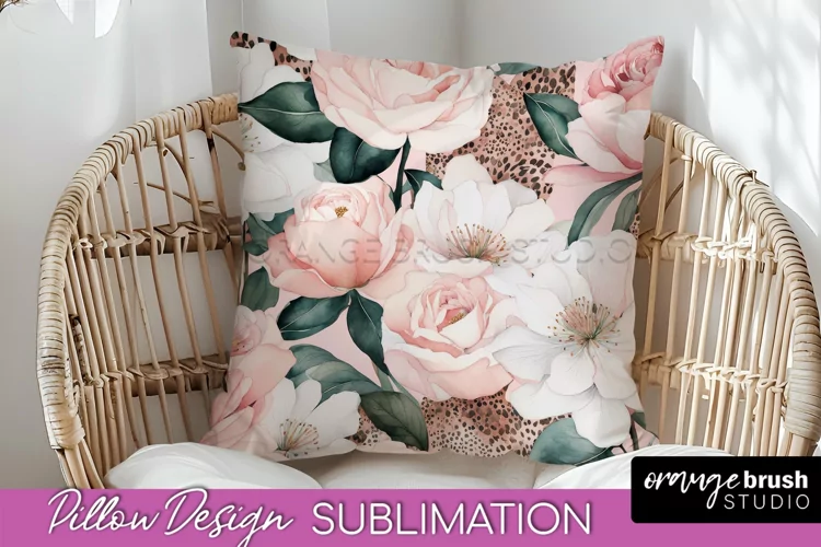 Watercolor Flowers Pillow Cover - Summer Pillow Sublimation