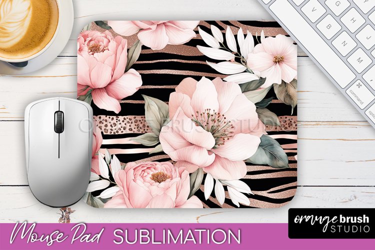 Floral Mouse Pad PNG - Pink Flowers Mousepad Sublimation