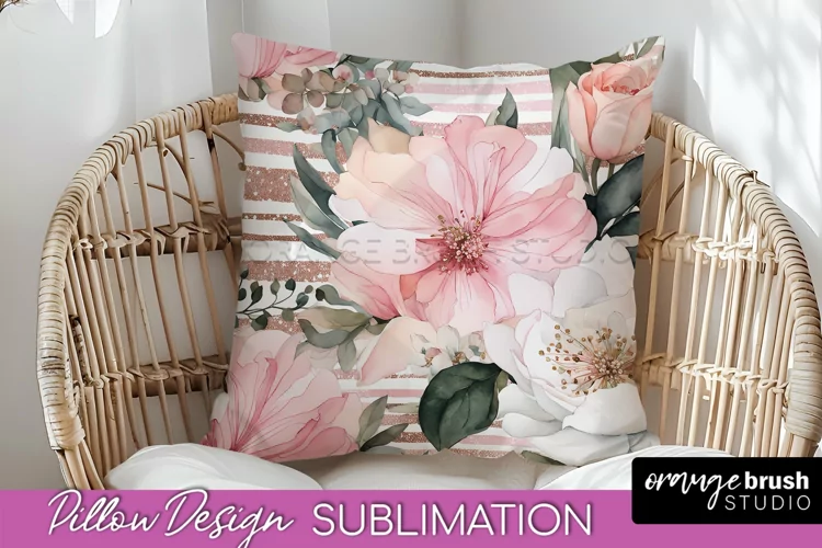 Watercolor Flowers Pillow Cover - Summer Pillow Sublimation