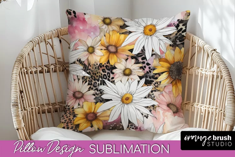 Watercolor Flowers Pillow Cover - Summer Pillow Sublimation