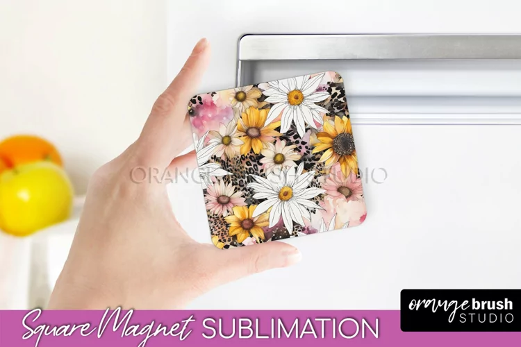 Pink Flowers Magnet Sublimation - Watercolor Magnet Design