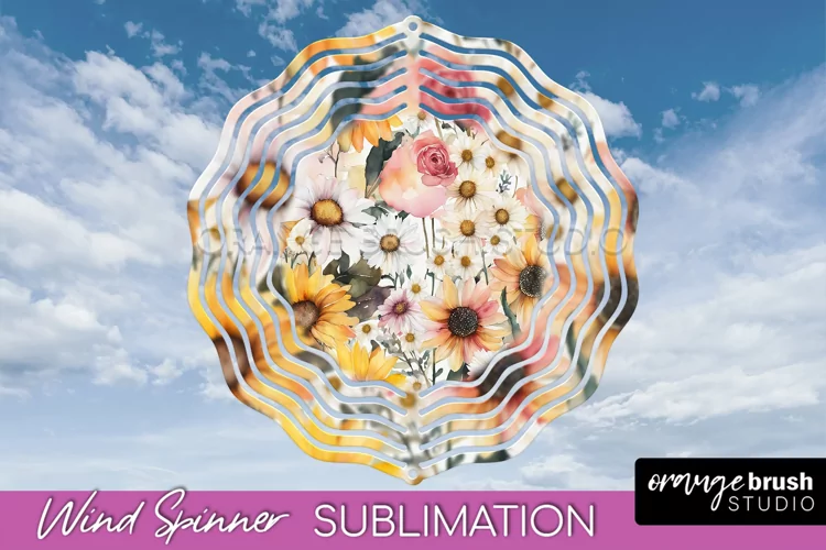 Pink Flowers Wind Spinner - Summer Wind Spinner Sublimation