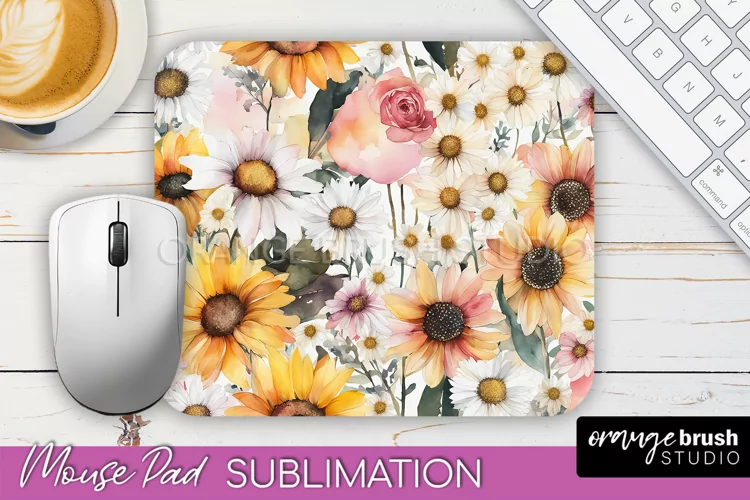 Floral Mouse Pad PNG - Pink Flowers Mousepad Sublimation