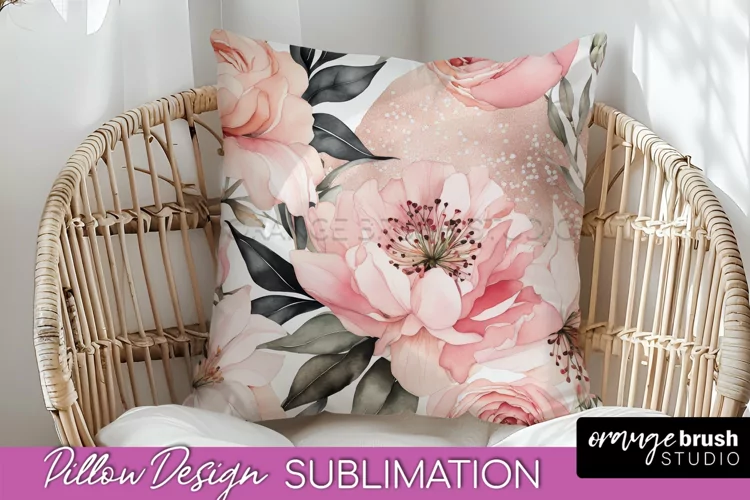 Watercolor Flowers Pillow Cover - Summer Pillow Sublimation