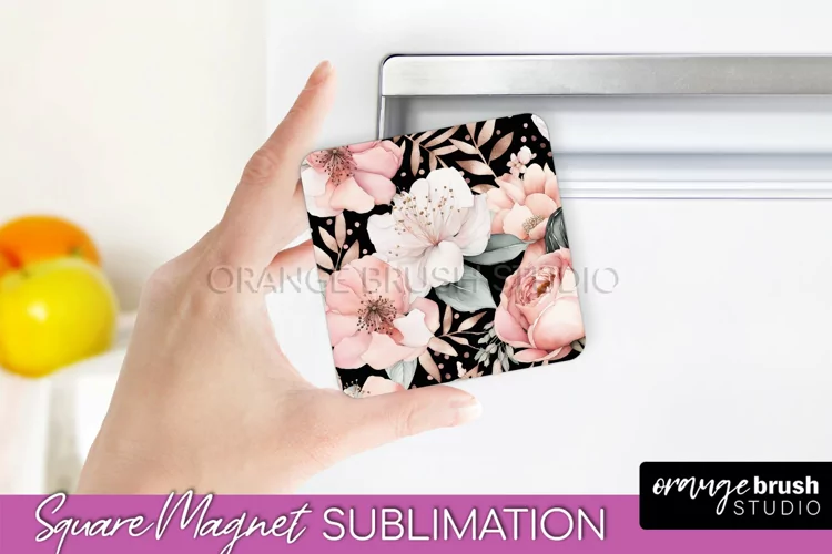 Pink Flowers Magnet Sublimation - Watercolor Magnet Design