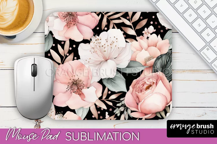 Floral Mouse Pad PNG - Pink Flowers Mousepad Sublimation