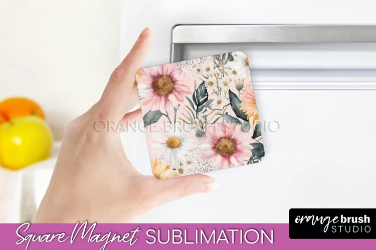 Pink Flowers Magnet Sublimation - Watercolor Magnet Design