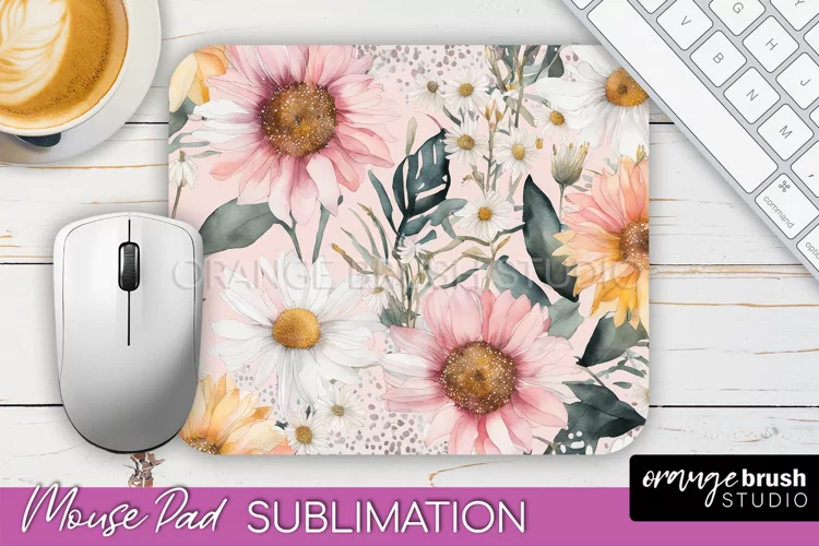 Floral Mouse Pad PNG - Pink Flowers Mousepad Sublimation