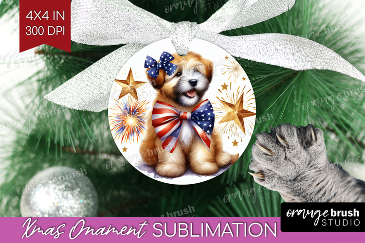 Wheaten Terrier Dog Ornament PNG Patriotic Dog PNG
