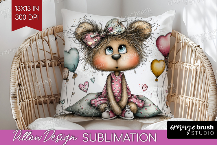 Valentine Pillow Sublimation - Whimsical Animal Pillow Cover