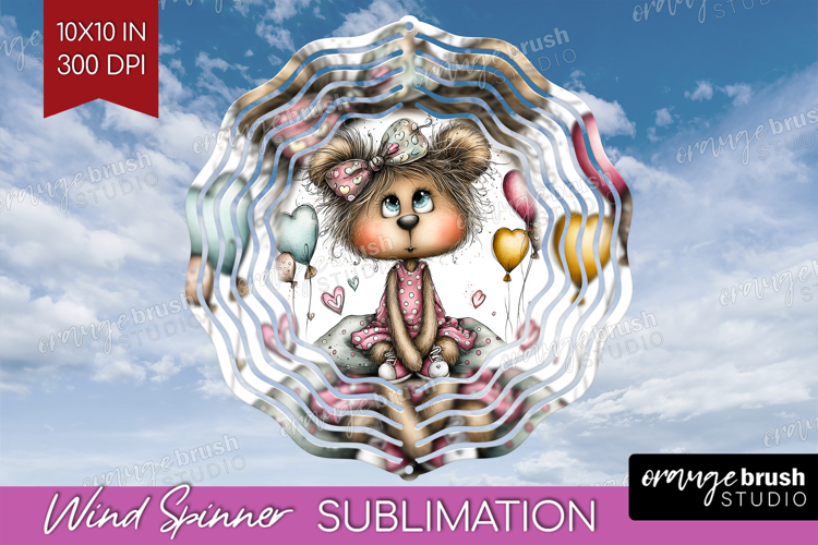 Valentine Wind Spinner Sublimation PNG - Whimsical Animal