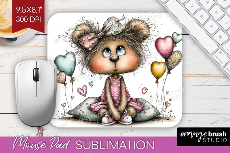 Valentine Mouse Pad Sublimation - Whimsical Animal Mousepad