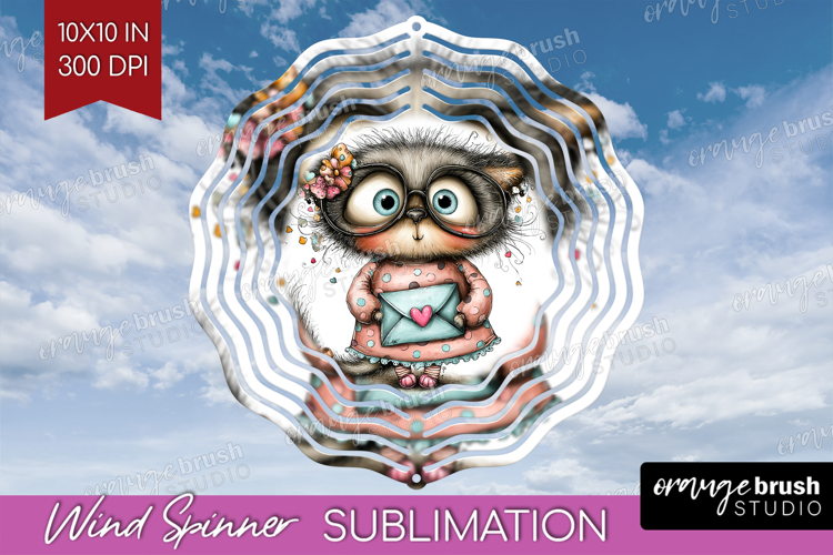Valentine Wind Spinner Sublimation PNG - Whimsical Animal