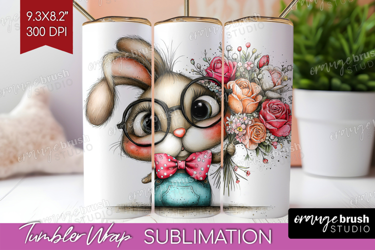 Valentine Tumbler Wrap - Whimsical Animal Tumbler PNG