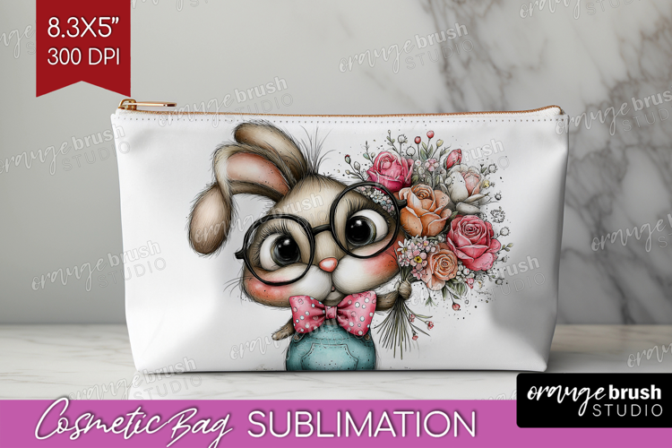 Valentine Cosmetic Bag - Whimsical Animal Makeup Bag PNG