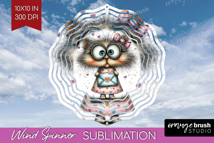 Valentine Wind Spinner Sublimation PNG - Whimsical Animal