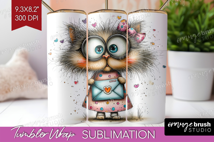 Valentine Tumbler Wrap - Whimsical Animal Tumbler PNG