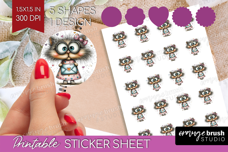 Valentine Round Sticker - Whimsical Animal Printable Sticker