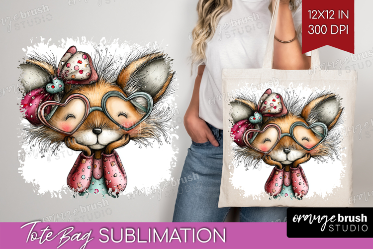 Valentine Tote Bag - Whimsical Animal Tote Bag PNG