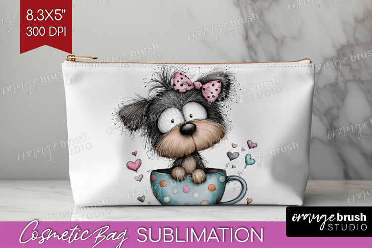 Valentine Cosmetic Bag - Whimsical Animal Makeup Bag PNG