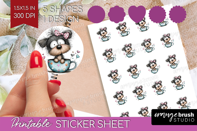 Valentine Round Sticker - Whimsical Animal Printable Sticker