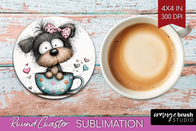 Valentine Round Coaster - Whimsical Animal Coaster PNG