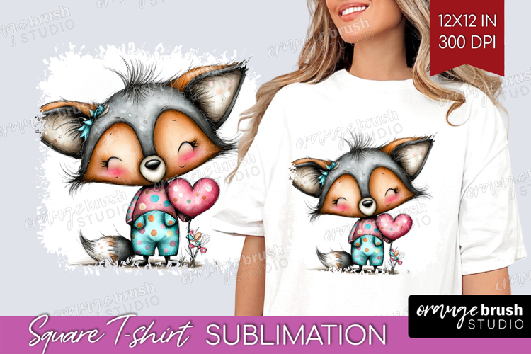 Valentine Square Tshirt Background - Whimsical Animal PNG