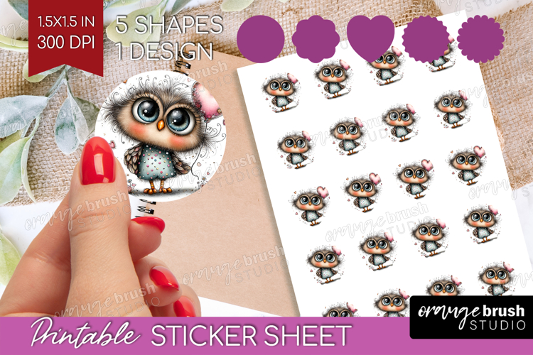 Valentine Round Sticker - Whimsical Animal Printable Sticker